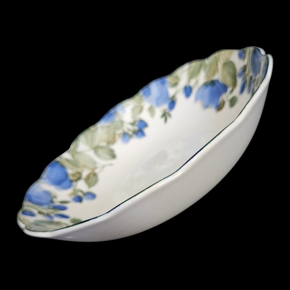 Nikko Blue Floral Cereal Bowls Set of 2 Japan Scalloped Rim Tableware